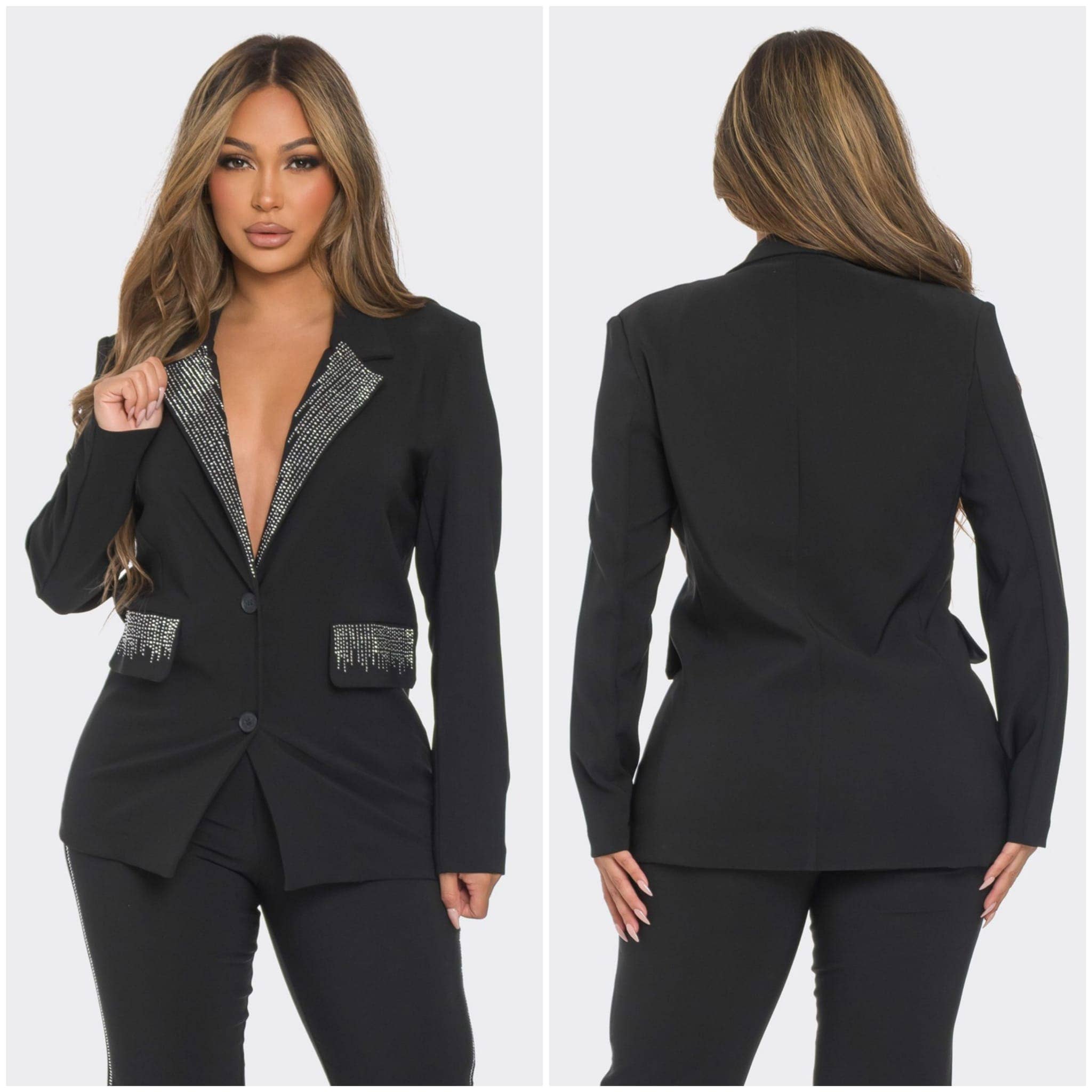 JK7391 Rhinestone Blazer