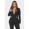 JK7391 Rhinestone Blazer