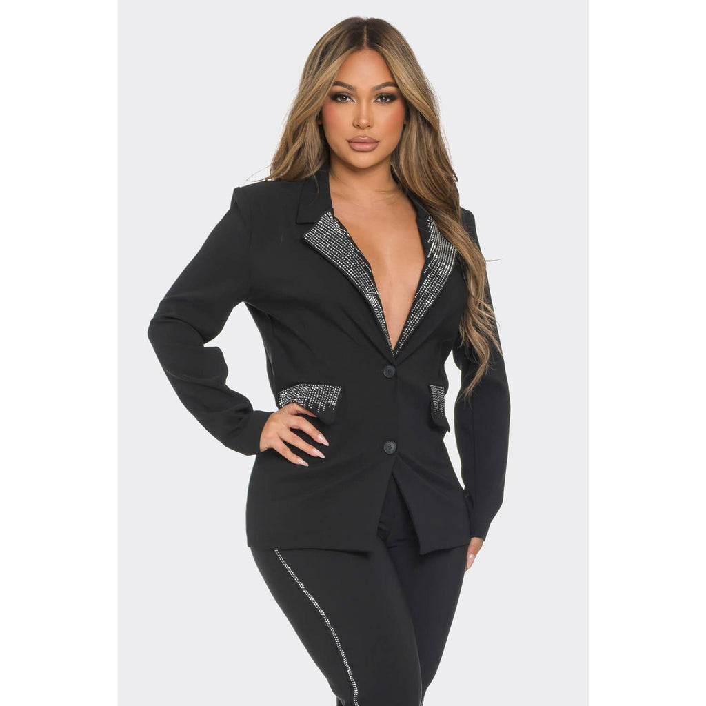 JK7391 Rhinestone Blazer