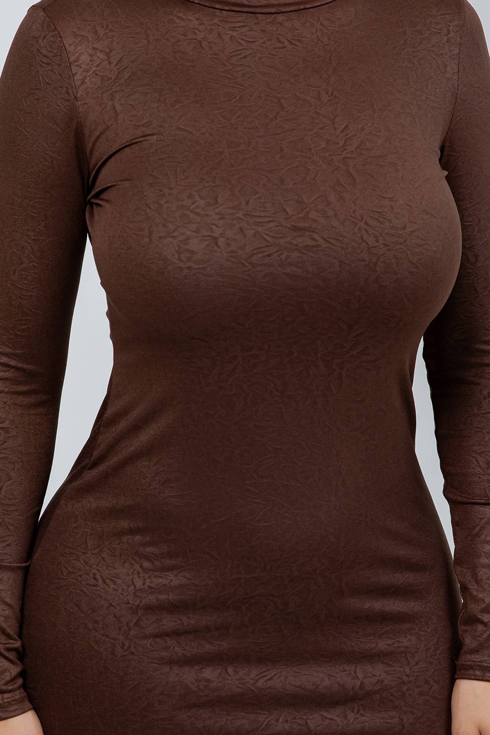 D14554 FAUX CRUSHED LEATHER MIDI DRESS