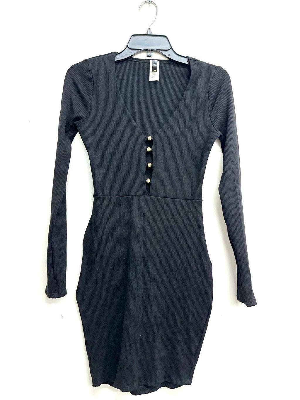 D14470 RIB MINI DRESS WITH FRONT BEADS