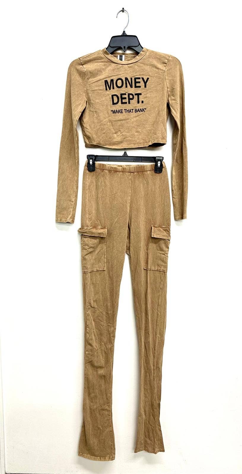 T6587-B11205 MINERAL WASH COTTON TOP AND PANTS SET