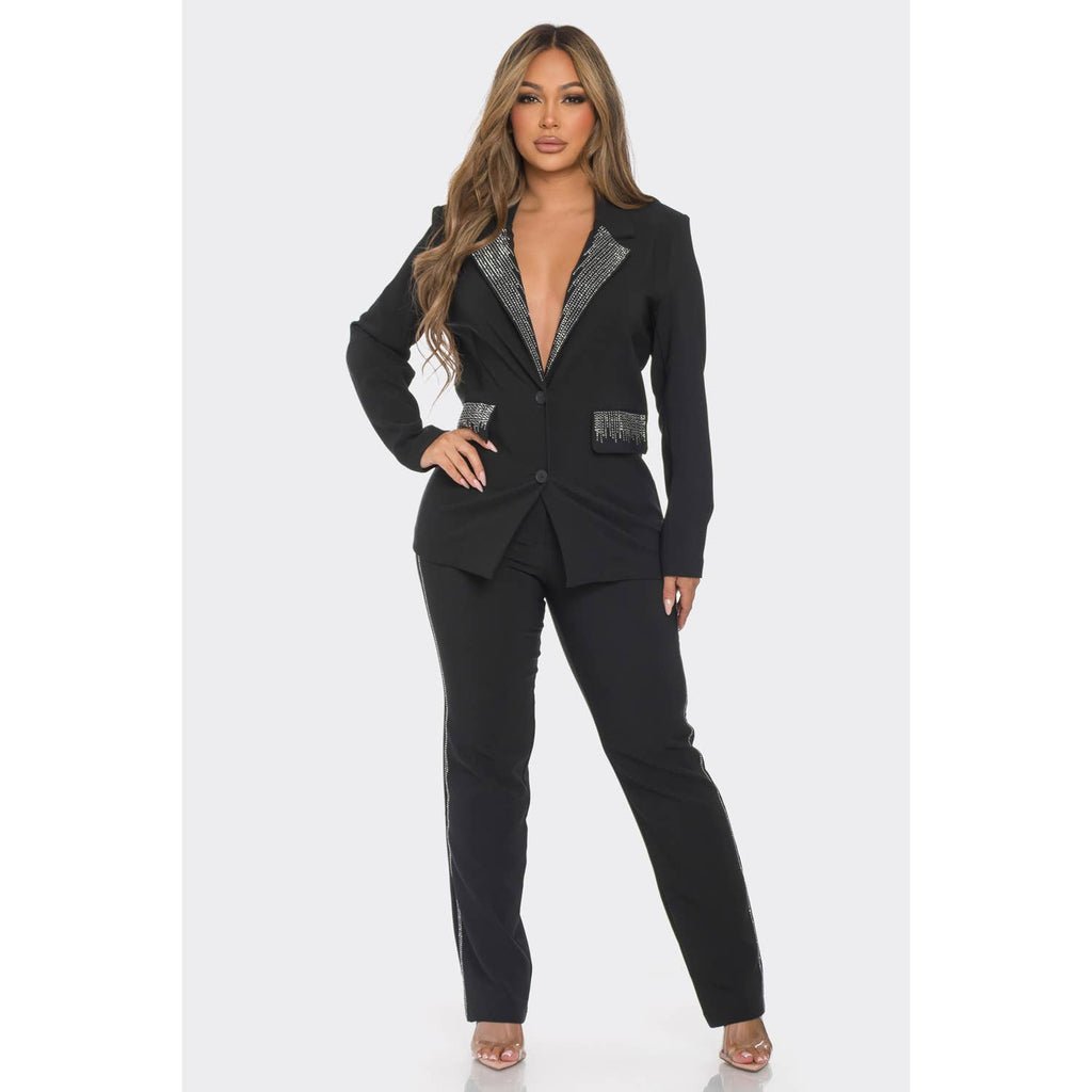 JK7391 Rhinestone Blazer