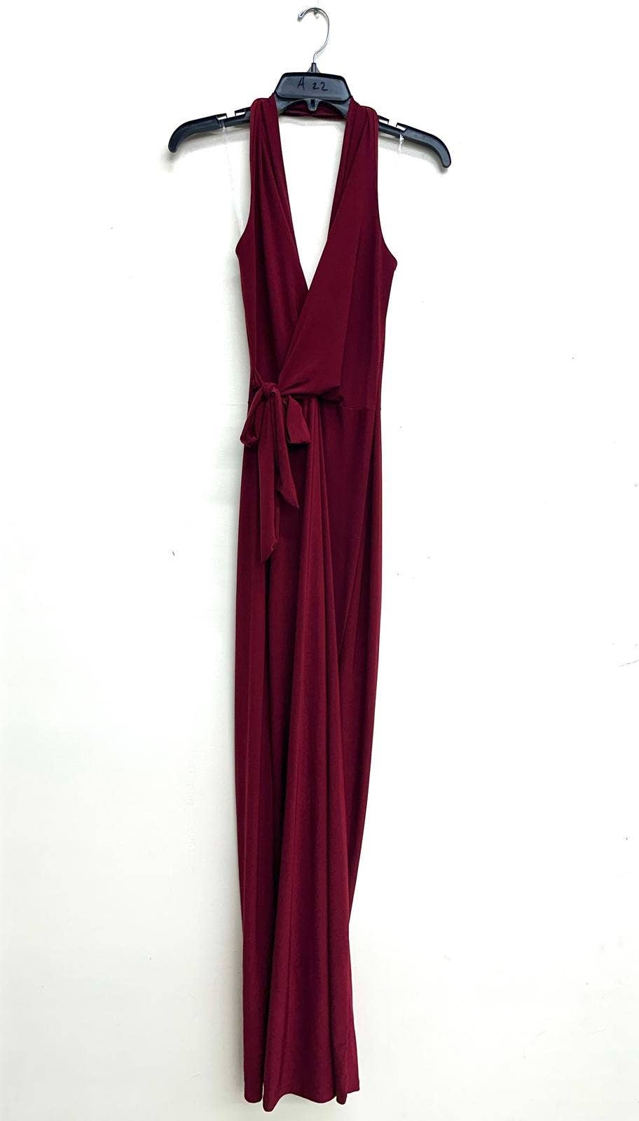 J8167 HALTER JUMPSUIT WITH WRAP TIE