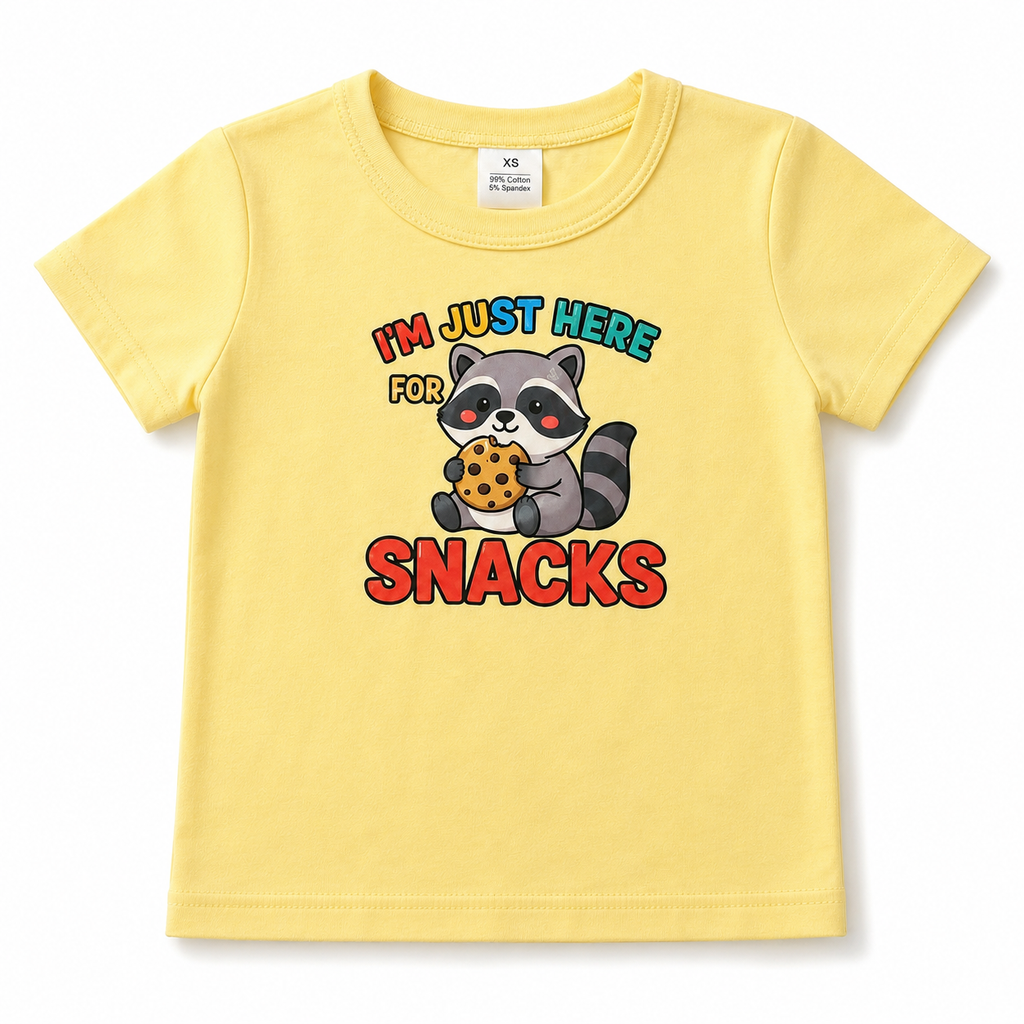 I’m Just Here for Snacks Toddler T-Shirt | Funny Raccoon Graphic Tee