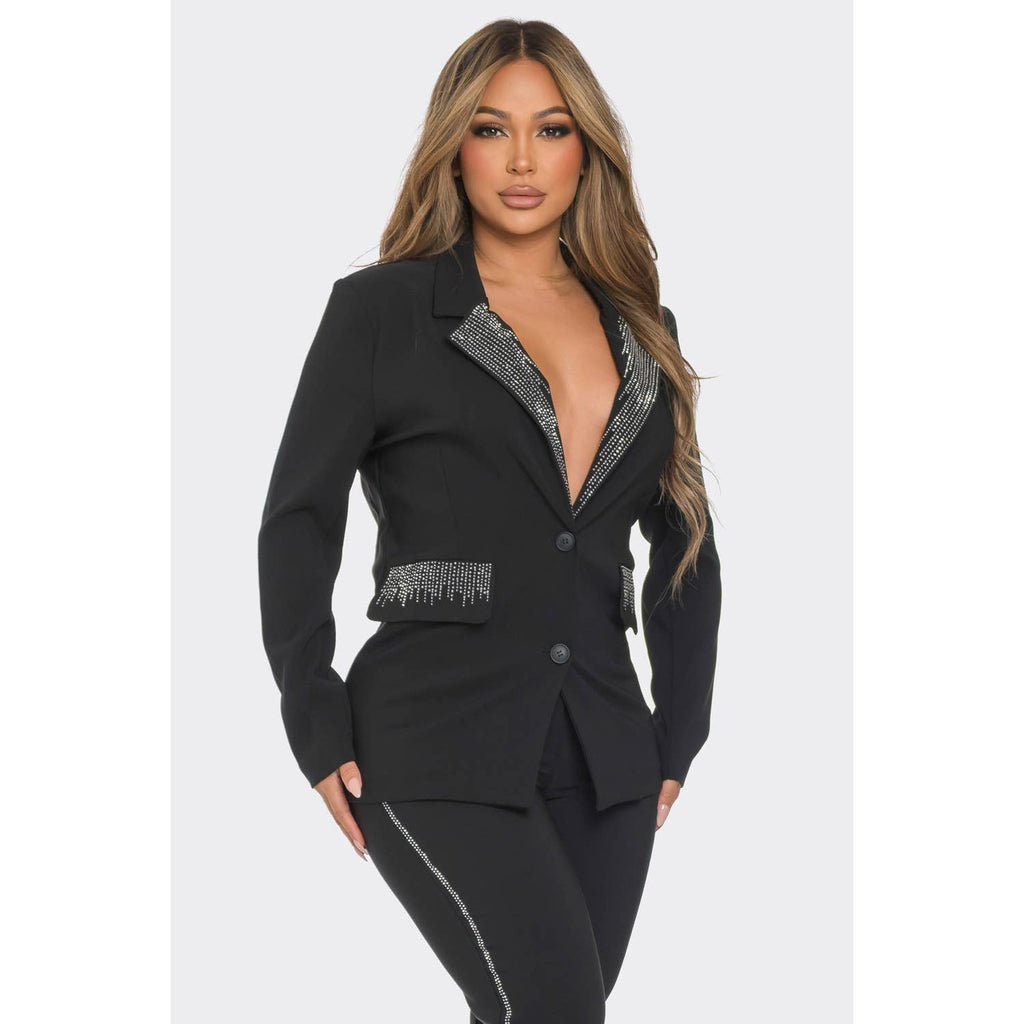 JK7391 Rhinestone Blazer