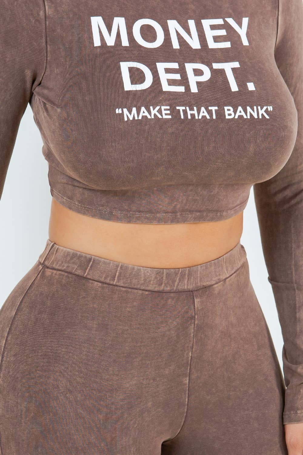 T6587-B11205 MINERAL WASH COTTON TOP AND PANTS SET