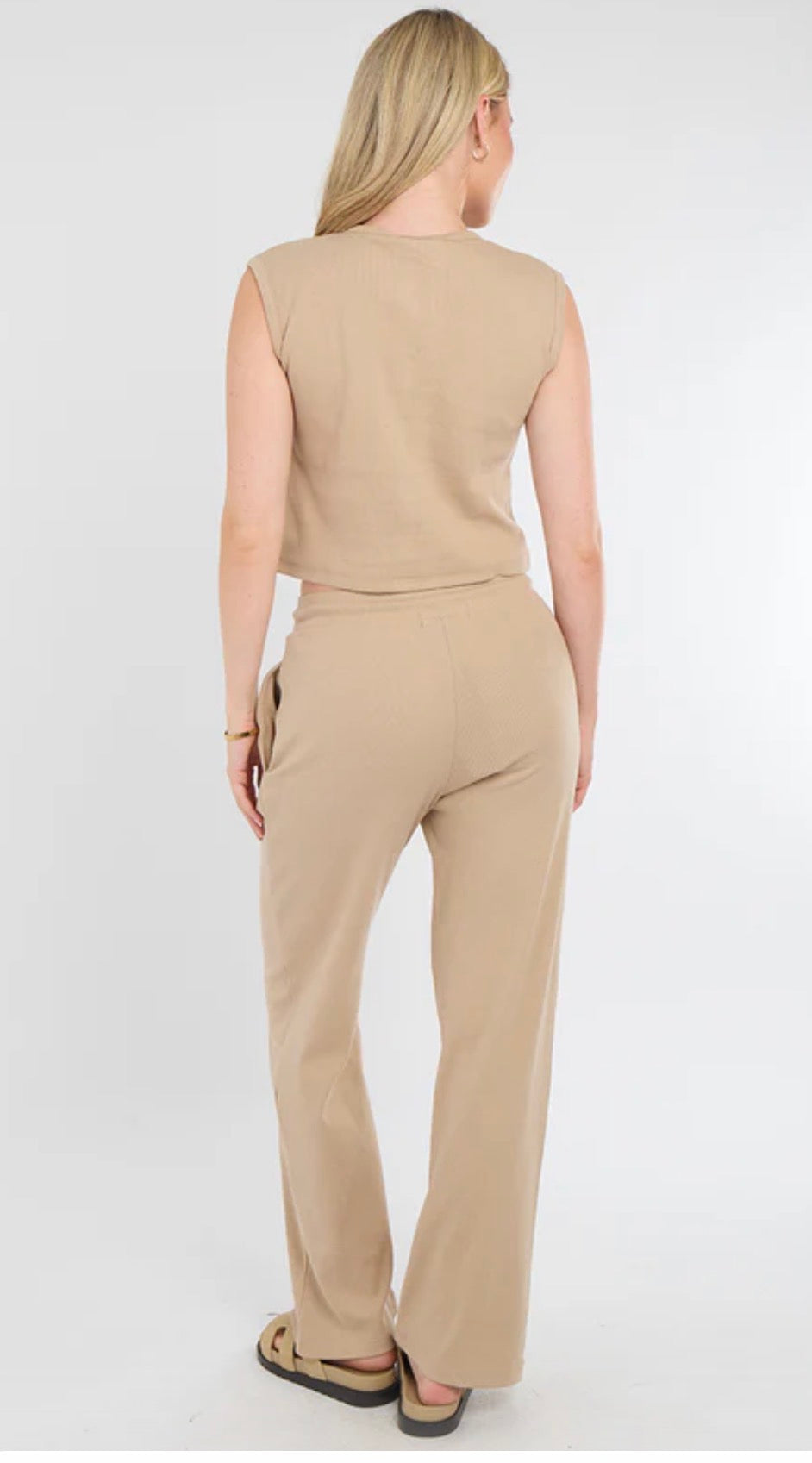 RIBBED BUTTON THROUGH SLEEVELESS VEST TOP