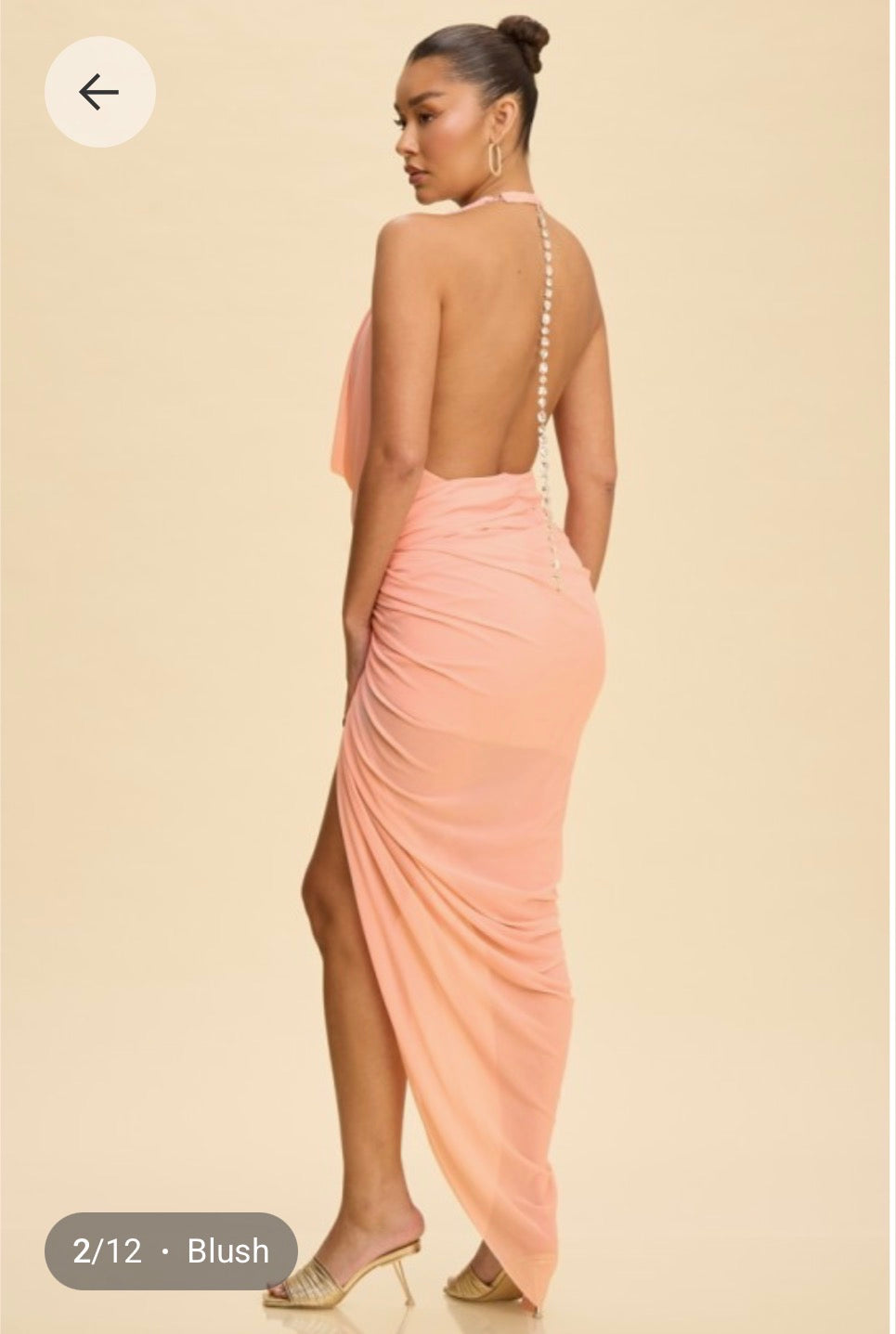 HOC Draped Goddess Maxi Dress - Sunset Peach