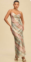 Resort Marble Halter Maxi Dress – Sage