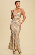 Resort Marble Halter Maxi Dress – Gold