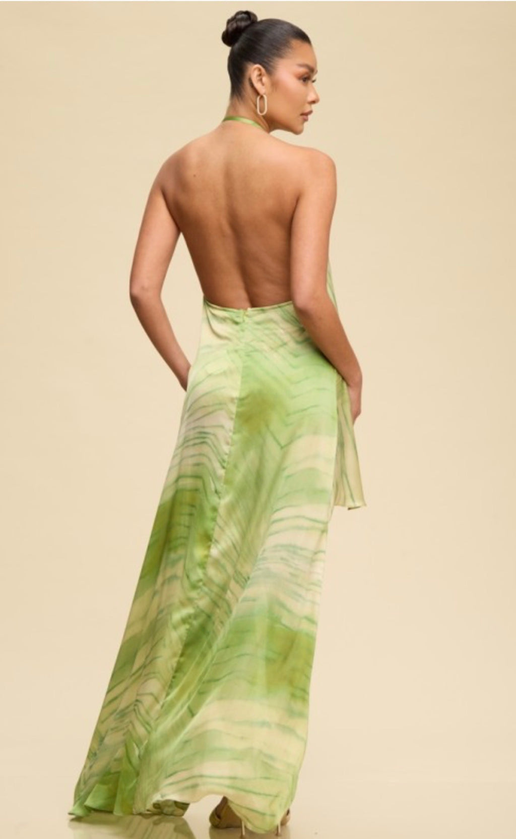 HOC Resort Marble Halter Maxi Dress - Sage