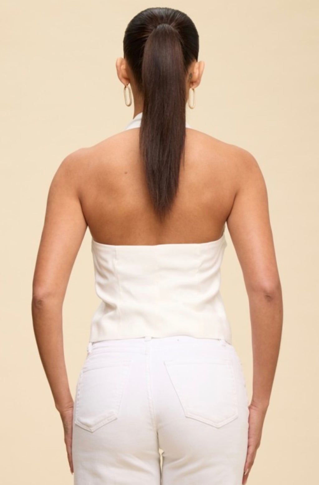 Riviera Bow Halter Top – White