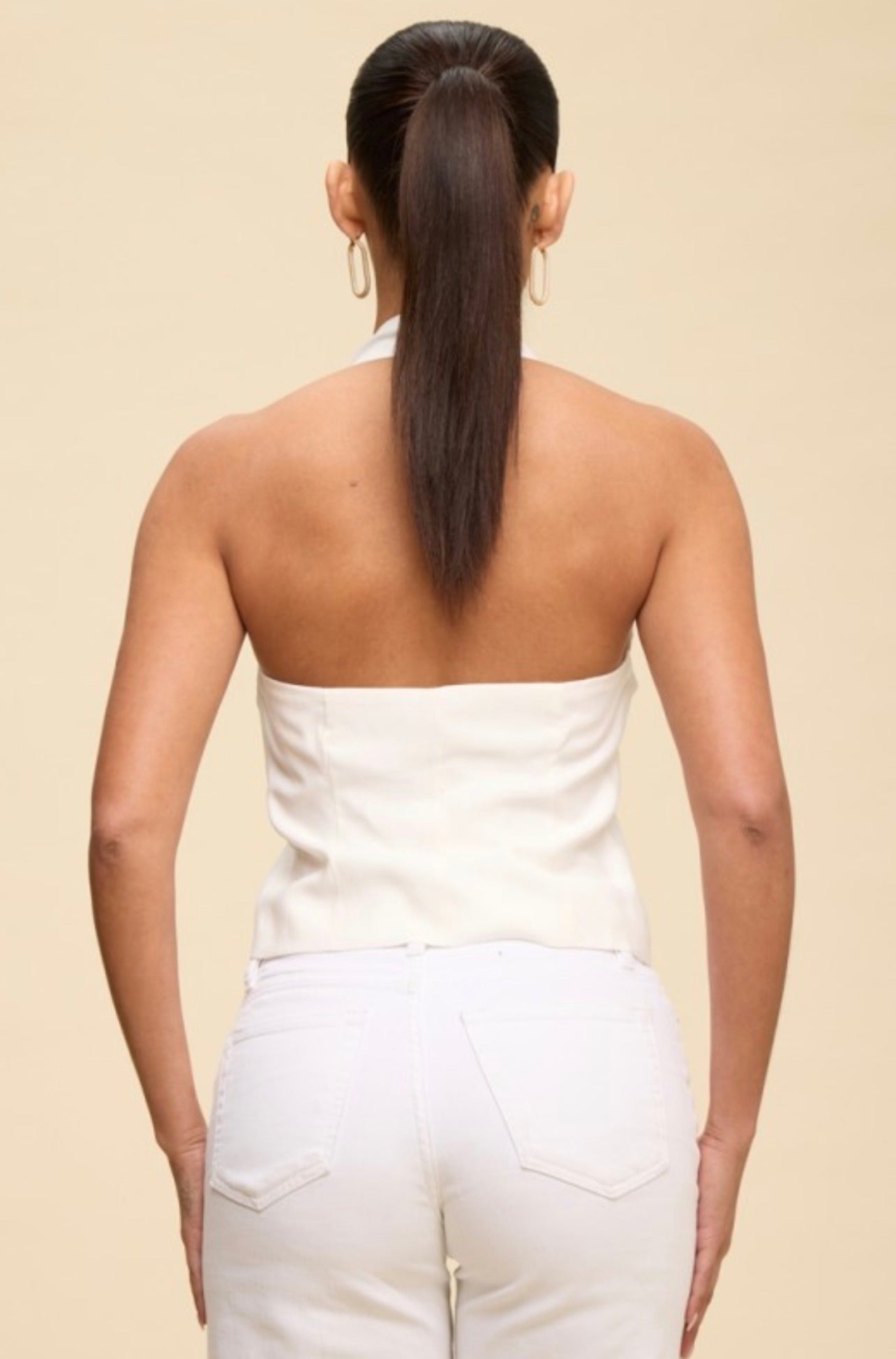 Riviera Bow Halter Top – White