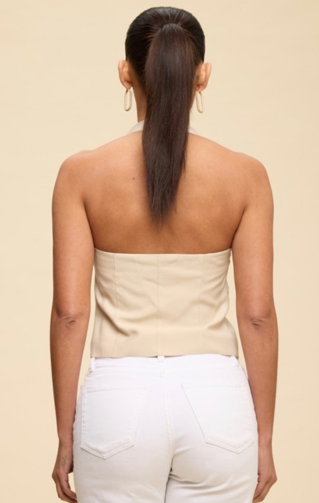 Riviera Bow Halter Top - Champagne