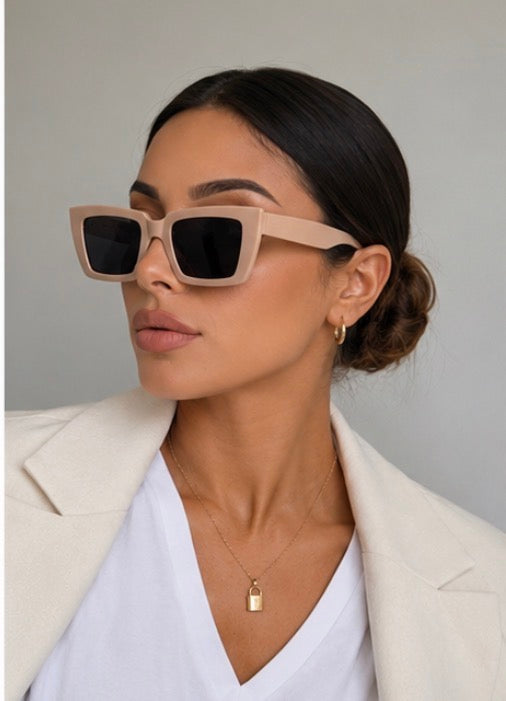 Beige Oversized Square Sunglasses – Quiet Luxury Collection