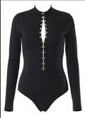 Black Hook and Eye Long Sleeve &nbsp;Bodysuit