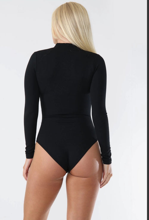 Black Hook and Eye Long Sleeve &nbsp;Bodysuit