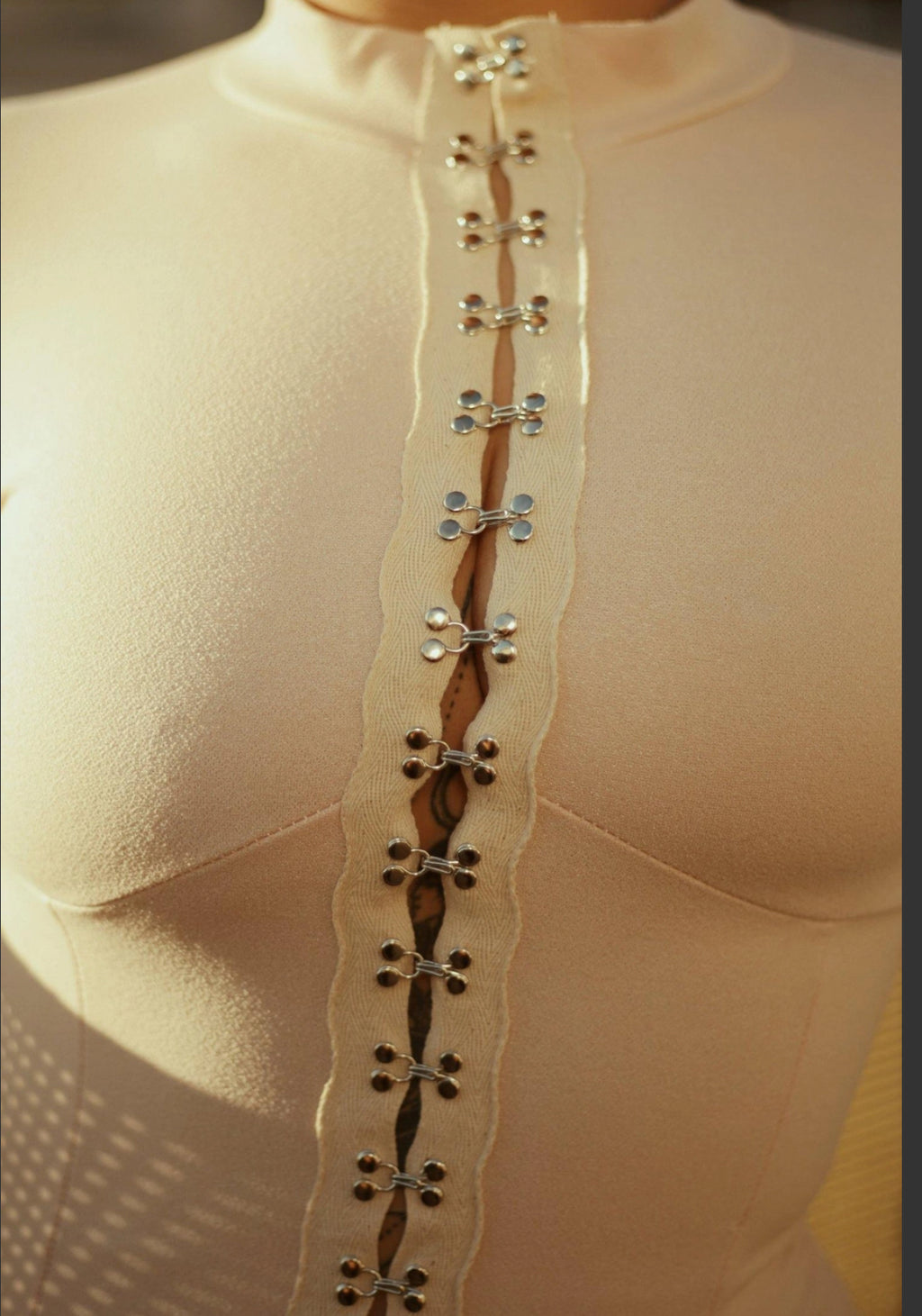 Nude Hook and Eye Long Sleeve Bodysuit