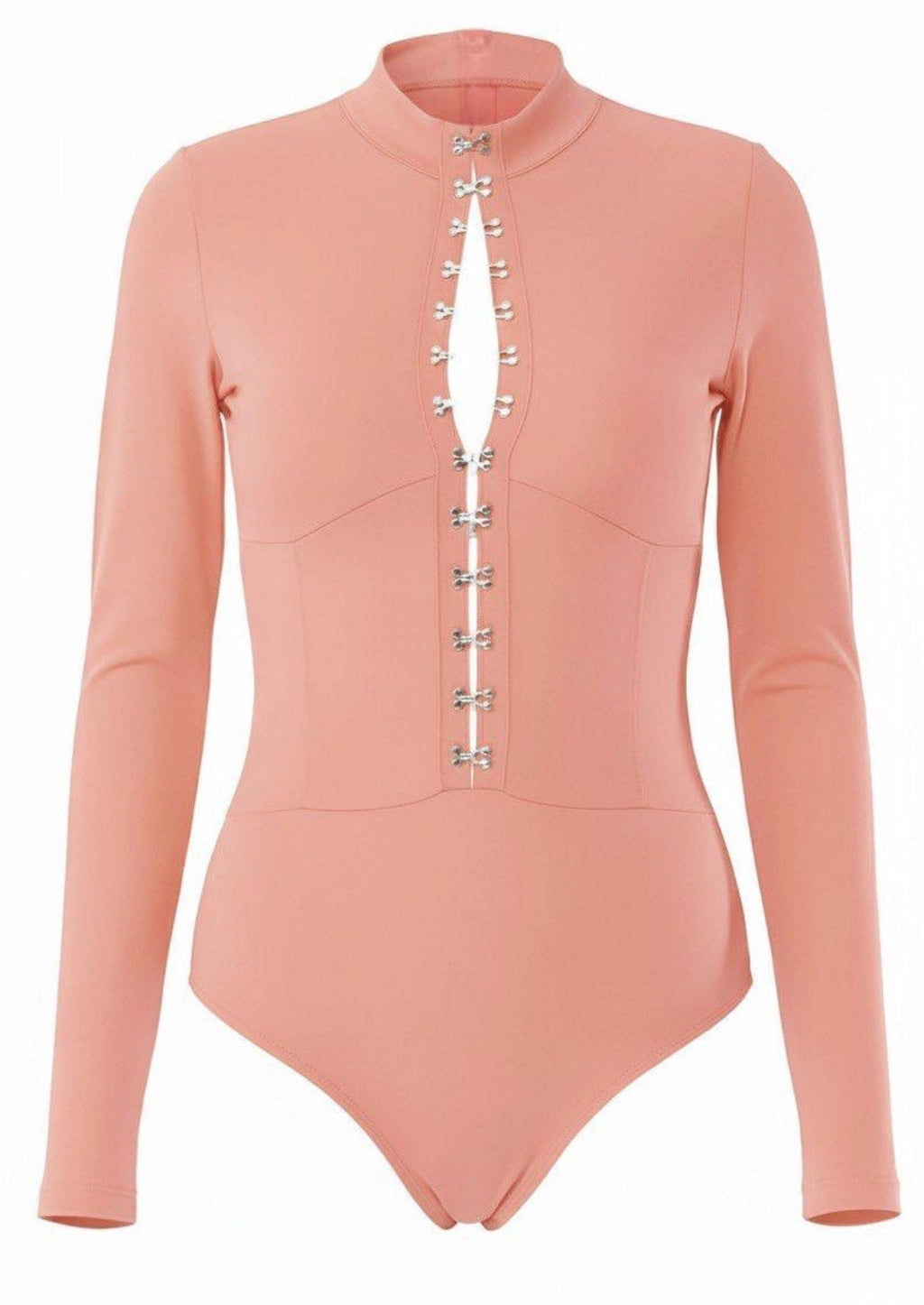 Coral Hook and Eye Long Sleeve  Bodysuit