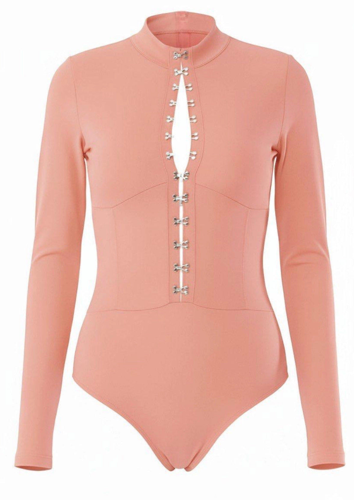 Coral Hook and Eye Long Sleeve  Bodysuit