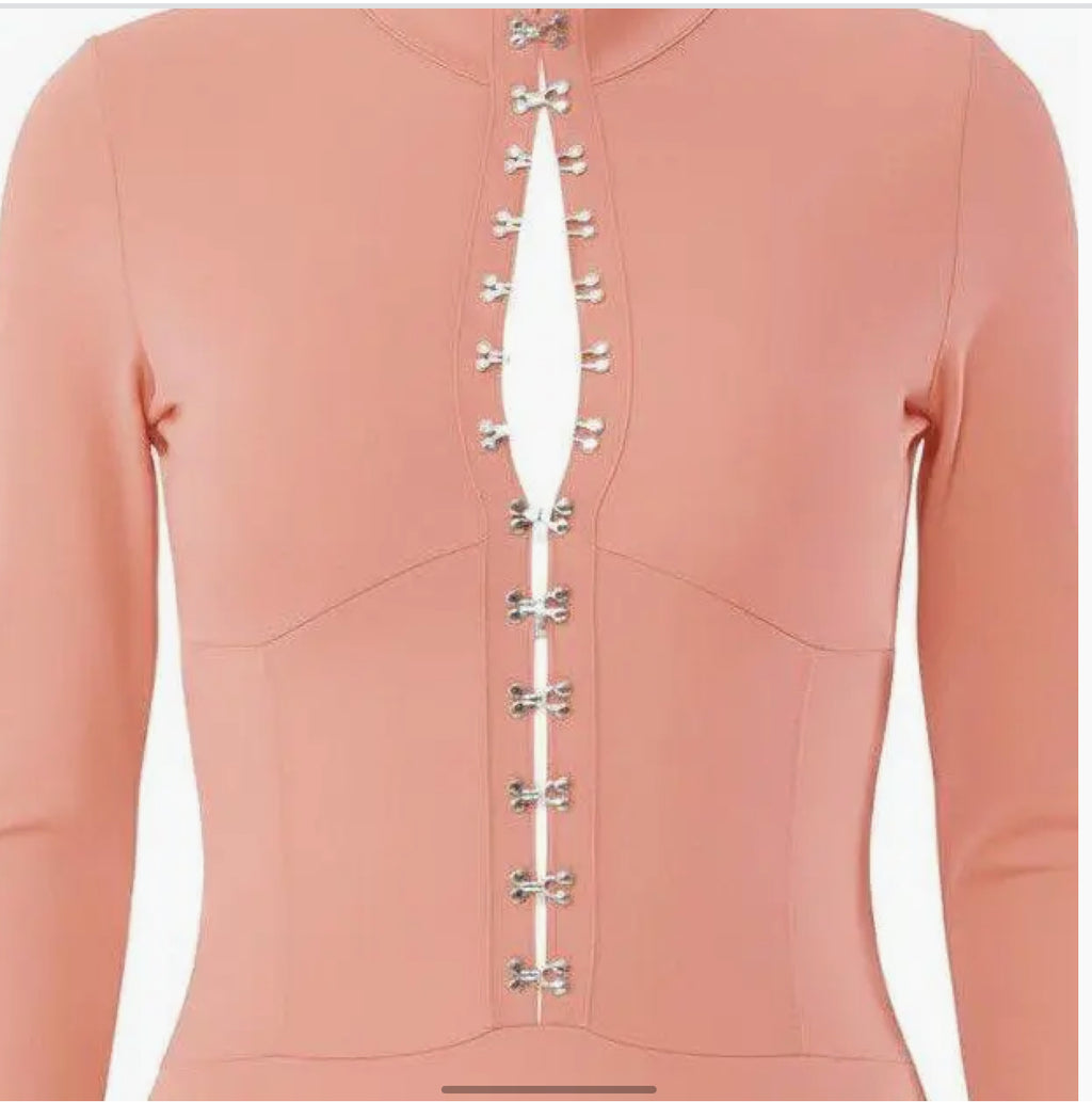 Coral Hook and Eye Long Sleeve  Bodysuit