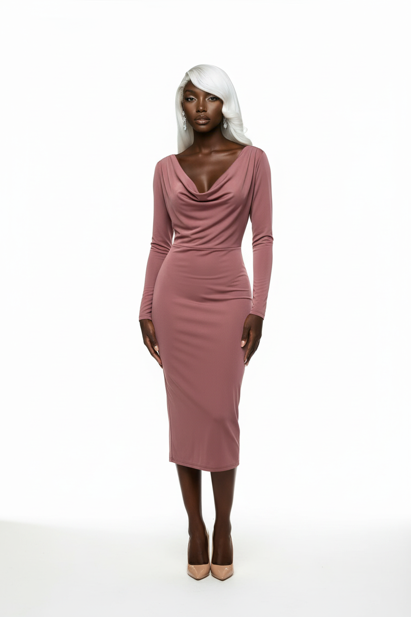 Cowl Neck Midi Dress