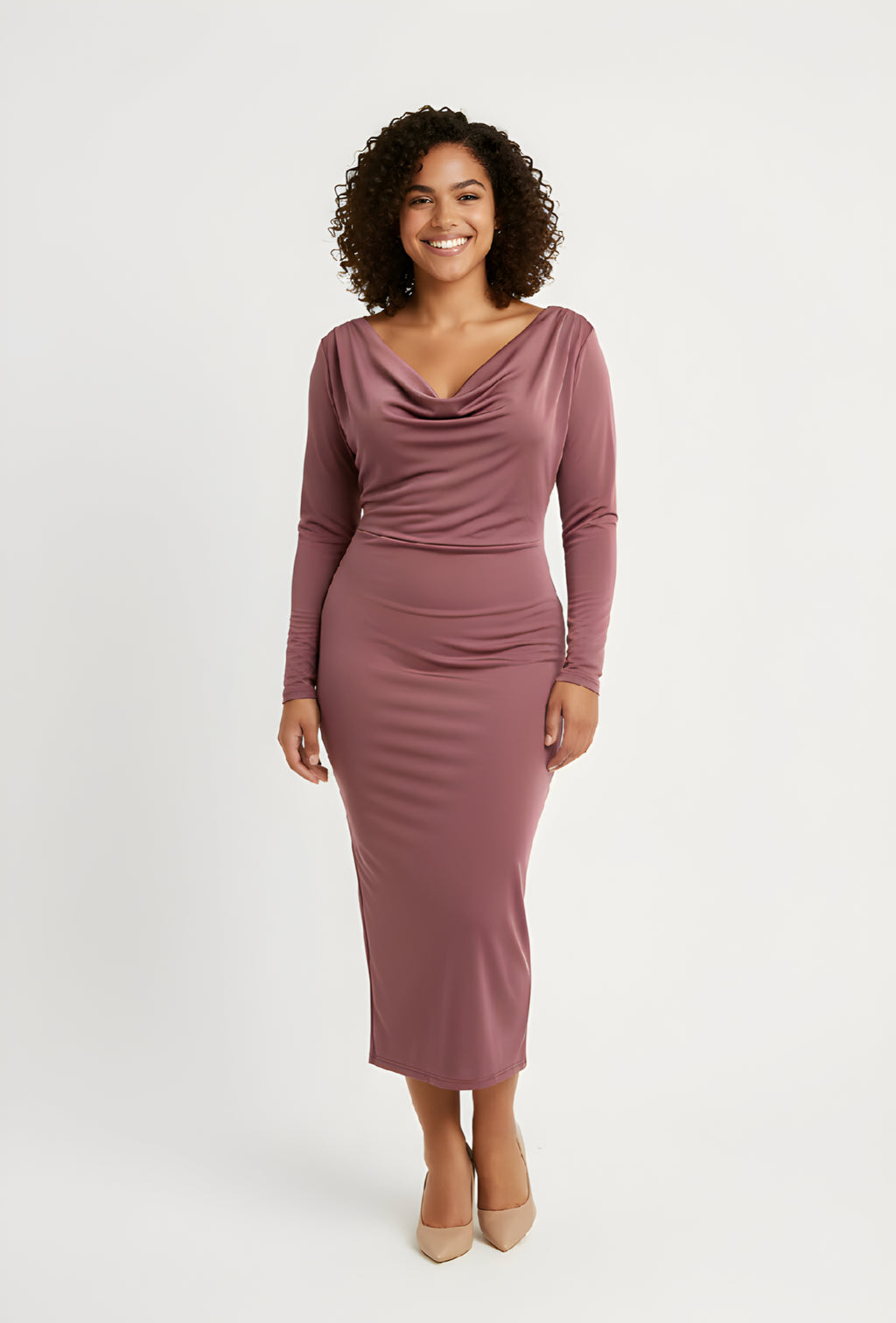 Cowl Neck Midi Dress