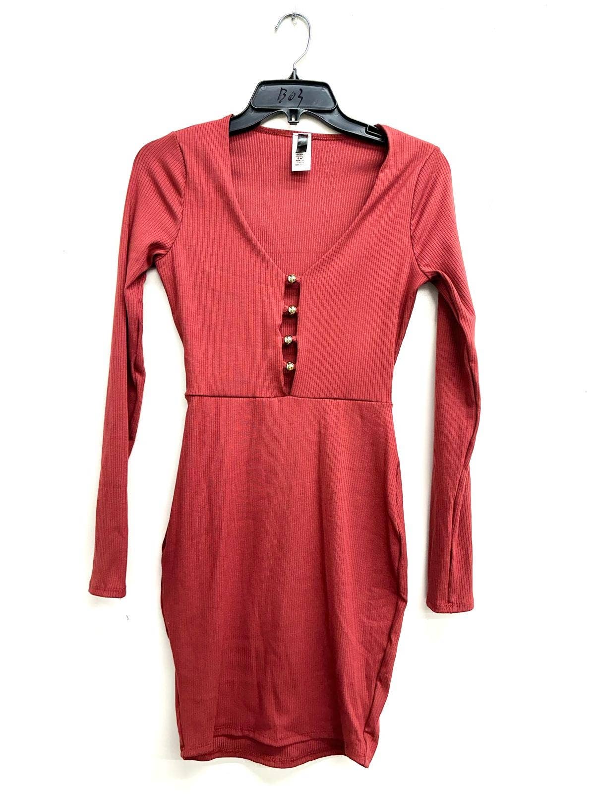 D14470 RIB MINI DRESS WITH FRONT BEADS