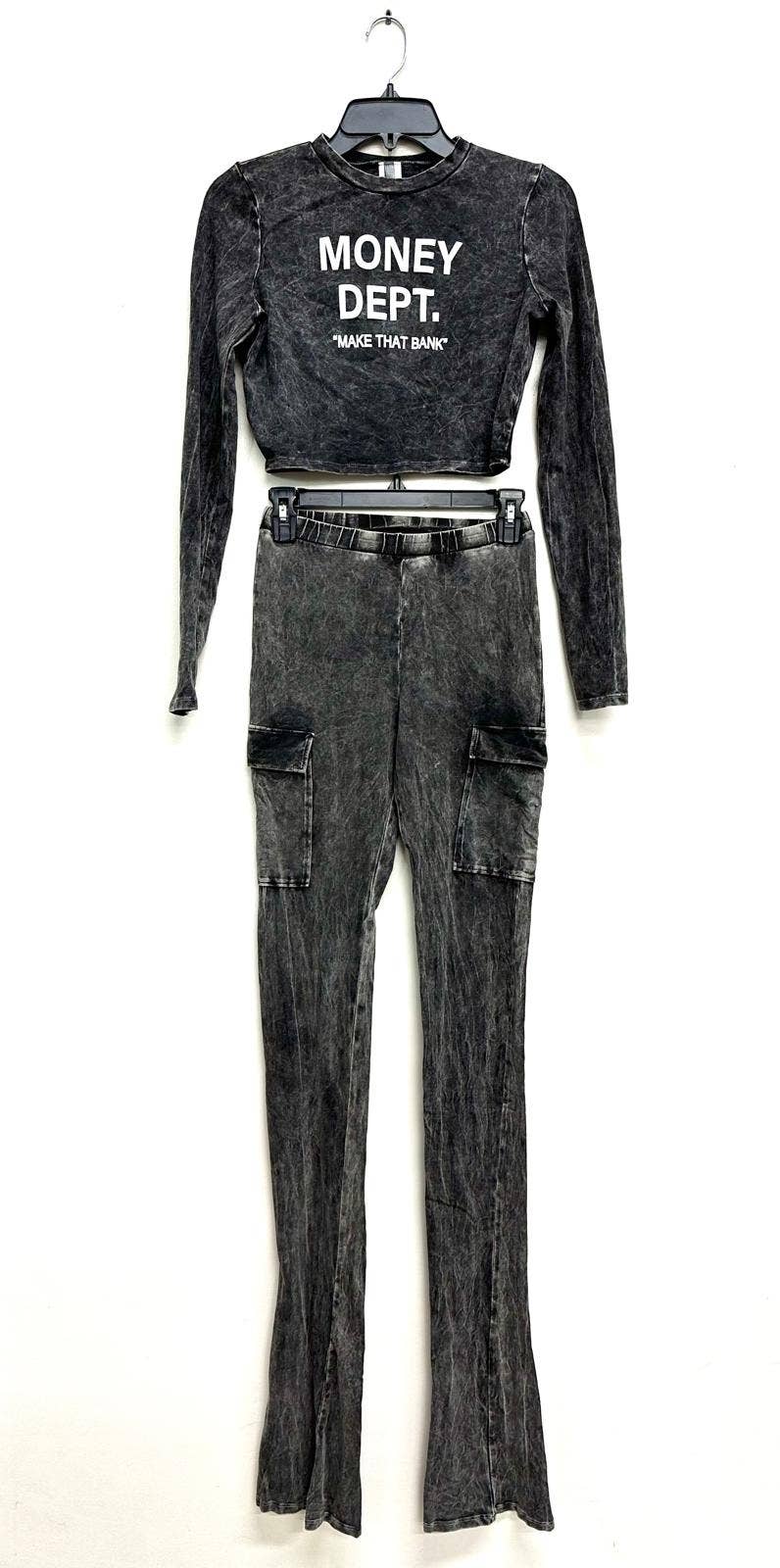 T6587-B11205 MINERAL WASH COTTON TOP AND PANTS SET