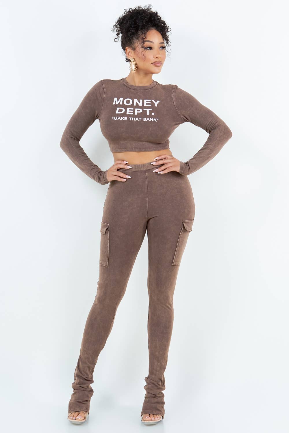 T6587-B11205 MINERAL WASH COTTON TOP AND PANTS SET