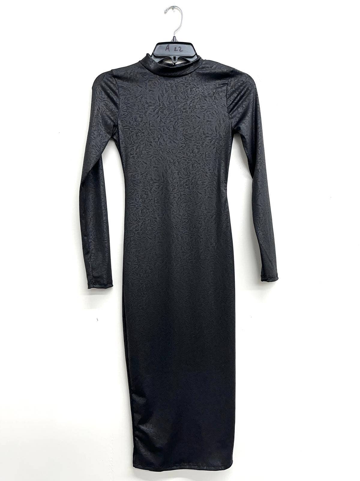 D14554 FAUX CRUSHED LEATHER MIDI DRESS