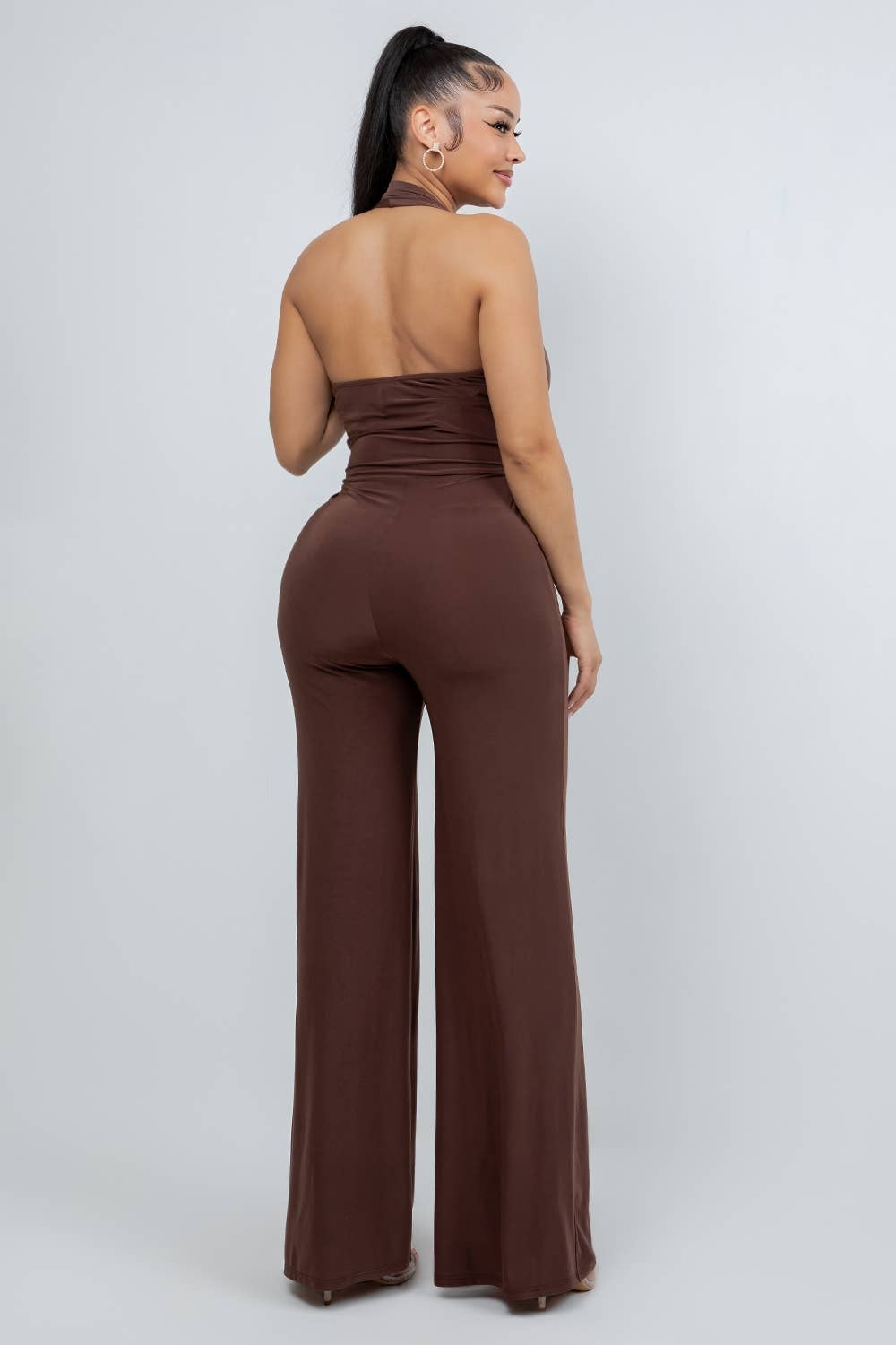 J8167 HALTER JUMPSUIT WITH WRAP TIE