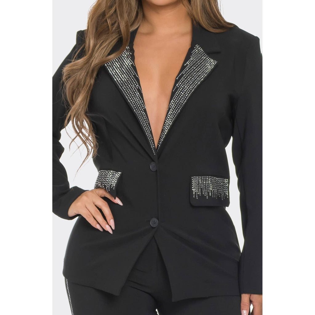 JK7391 Rhinestone Blazer