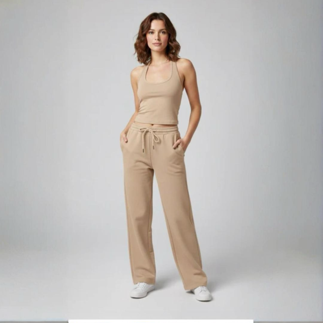 BUTTON DETAIL RIBBED BODYSUIT & FLEECE JOGGER SET